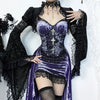 Victoria Gothic Velvet A-line Dresses Female Elegant Evening Lolita Partywear Grunge Sling Lace Hem Alt Cloth