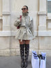 Stand Collar Short Trench Coat Women Solid Double-breasted Belt Jacket Autumn Lady Commuting Casual Outwear