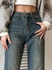 Slim Casual Vintage Blue Women‘s Jeans Winter American Style Chic Office Ladies Pockets Basic Female Flare Pants
