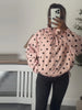 Pink Polka Dot Jacket For Women Casual Stand Collar Long Sleeve Button Loose Coat Lady Spring Chic Street Outerwear