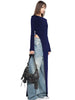 Long Sleeves Side High Slit Maxi Dress Solid Sexy Long Dress Women’S Party Club Streetwear Autumn Winter Outfit