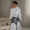 Loose Fit Lace Pants Women's Elastic High Waist Lounge Trousers Spring Lady Bohemian Casual Bottoms