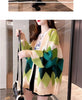 Women Loose Sweater Top Korean Ladies V-neck Cardigan Knitted Autumn Winter Female Medium Long Styles Knitting Coat