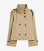 Women's Solid Color Trench Coat Stand Collar Double Breasted Waist Tie Elegant Commuter Casual Loose Comfortable Warm Outfit