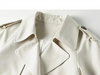 Women Cropped Trench Coat Spring Fall Double-Breasted Outerwear Adjustable Sleeve Tab Short Jacket W53FB2569