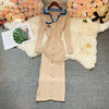 Brand Autumn Knitted Long Dress Women Y2K Embroidery Long Sleeve Bodycon Sweater Dress Streetwear Robe