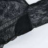 Sexy Black Embroidery Mini Dress Women Elegant Sheer High Waist Pencil Dresses Vintage Loose Flare Sleeve Short Dress