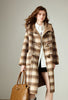 Women Woolen Long Coat Winter Nomadic Style Sheep Wool Plaid Hooded Cow Horn Buckle Female Overcoat