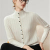 Autumn Women's Cardigan 100% Cashmere Knitted Sweater Chic Tops Female Causal Turtleneck Collar Loose Size Jacket Coat