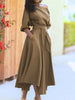 Women's S-2XL Size Slanted Shoulder Collar Tie Waist Style Solid Color Dress Leopard print maxi dresses for women