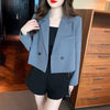 Black Cropped Blazers Women Spring Autumn Elegant Long Sleeve Single Button Suit Jacket Woman Korean All Match Office Suit Coat