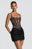 Lace Corset Mini Dress Women Square Neck Wide Strap Ruched Satin Bodycon Short Dress Club Party Cocktail Vestidos
