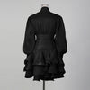 Solid Spliced Ruffles Dress Female Stand Collar Long Sleeve Loose French Elegant Women's Dresses Autumn