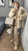 Thick Cotton Winter Fur Coat Women Suit Collar White Medium Long Fox Fur Overcoat Fury Plush Jacket