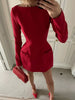 Bows Splice Long Sleeve Mini Dress Elegant Office Woman Solid Bodycon Club Party Dresses Autumn High Waist