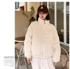 Women Parkas Turtleneck Full Sleeve Thick Coats Short Coat Solid Zipper Spliced Jackets Pocket Casual Elegant Lady Winter