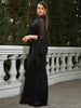 Elegant Apricot Sequin Muslim Party Dress Women Split Sleeve High Neck Bodycon Dubai Evening Dresses Prom Gown