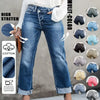 High Waist Stretch Denim Jeans for Women Solid Color Slim Straight Pants Pantalones de mujer