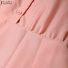 Plus Size Women Stylish Belted Pleated Maxi Dresses Long Sleeve Lapel Half Buttons Solid Color Long Dress Streetwear 5XL