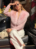 Knit Fluffy Cardigan Sweater Women's Ribbed Long Sleeve V-Neck Fluffy Elegant jacket Coat Female Knitwear Cardigan