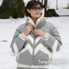 Women Color Block Spliced Ski Set Fleece Lined Stand Collar Zip Jacket Multi‑Pocket Wide Leg Trousers Winter Outfit