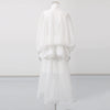 Loose Minimalist Elegant Dresses For Women High Neck Half Sleeves Patchwork Folds Elegant Dress Female Clothing