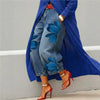 Women's Casual Floral Print Loose Jeans High Waist Cropped Wide Leg Denim Pants Chic Daily Street Plus Size Trousers