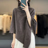 Women's 100% Wool Knitted Poncho Shawl Cloak Bat Sleeve High Collar Irregular Loose Warm Soft Pullovers Autumn Winter Outerwear