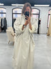 Women Maxi Trench Coat Oversized Ruffled Lapel Double Breasted With Waist Belt Loose Overcoat Outumn Street Office Daily