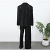 Women Black Sequin Embroidery Blazer 2 Piece Set Full Sleeve Lapel V-neck Coat Wide Leg Pants Suit Lady Spring Outfits