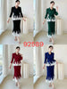 Lace Spliced Design Women's Pleated Fake Two Pieces Dresses With Fishtail Hem Design Pullover Famale Clothing DB6661