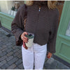 Checkered Women Short Trench Coat Lapel Double‑Breasted Belted Waist Jacket Autumn Retro Lady Outerwear