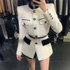 Women Patchwork Blazer Coat Autumn Long Sleeve Casual Single-breasted Suit Coat Elegant Office Waist Ladies Tops