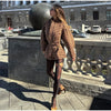 Retro Suede Coats High-waist Shorts Set Women's Plaid Full Sleeves Short Zipper Jackets Autumn Winter Ladies Outwear