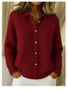 Holiday Button Knitted Lapel Sweater Cardigan Coat Autumn And Winter Solid Color Casual Women's Clothing Sweater