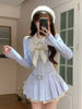 Autumn Preppy Style Sweet Elegant Women Dresses Striped Polka Dot Polo Collar Party Dress Y2k Korean Clothes