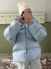 Winter Striped Women's Hooded Quilted Jacket Thicken Zipper Long Sleeve Short Coat Casual Female Loose Warm Outerwear