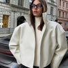 Retro Crocodile Pattern Short Women's Leather Jacket High Collar Zipper Loose Long Sleeve Jackets Lady Street Daily Wear