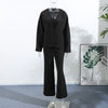 Elegant V-neck Blazers Coat Pants Set Women Solid Single Button Suit Coats Straight Long Trousers Spring Office Lady Outfit
