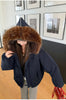 Warm Down jacket Ladies Pai Overcome Winter Cotton Padded Coat Women Parkas Horn Hooded Outcoat Big fur collar Overcoat