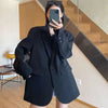 Korean Style Loose Black Blazers Ladies Spring Autumn Single Button Casual Suit Coat Woman Vintage Streetwear Clothes