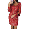 Plus Size Dresses for Women Elegant Long Sleeve Sequin Mini Dresses Sexy Ruched Bodycon Sparkly Glitter Cocktail Party Dresses