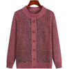 Middle Aged Mother Autumn Winter Retro Style Temperament Women Knitted Cardigan Sweater Jacket Elegant Loose Ladies Top