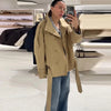 Spring Stand Collar Double Breasted Trench Coat For Women Elegant Long Sleeve Lace Up Jacket Lady Street Chic Outerwear