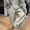 Cute Ruffled Hem Bloomers Pants Woman Japanese Lazy Style Loose Breathable Wide Leg Pants Autumn Y2K Women's Bottoms
