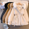 Detachable Pai Overcomes Women's Winter Casual Down Cotton Thicken Hooded Coat Female loose Warm Wool Overcoat