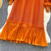 African Women's Pleated Dress Stereo Flower Loose Large Size Stretchy Temperament Long Dress Middle East Wrinkle-Free