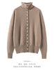 Autumn Women's Cardigan 100% Cashmere Knitted Sweater Chic Tops Female Causal Turtleneck Collar Loose Size Jacket Coat