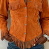 Retro Woman Clothes Spring Turn-down Collar Button Jacket Coats Casual Solid Suede Tassel Top Cardigan Autumn Outerwear