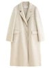 Winter Women's Tailored Shoulder Blazer Coat - Double Faced Wool Trench Outerwear with Notch Lapel Office Elegant